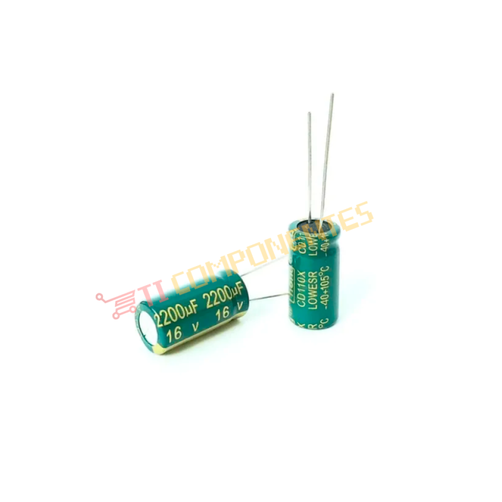 2200UF 16V 105Cº 24mm*10mm - CAPACITOR ELETROLÍTICO Alta frequência, baixa ESR. 2200UF 16V 105Cº 24mm*10mm - CAPACITOR ELETROLÍTICO Alta frequência, baixa ESR.