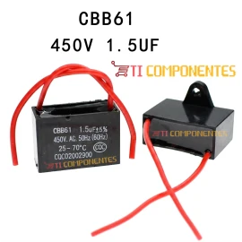 Capacitor 1,5UF 450V CBB61 Partida Ventilador 