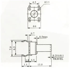 Chave Tactil 6x6x15mm 4t 180 Graus Chave Tactil 6x6x15mm 4t 180 Graus