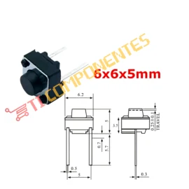 Chave Tactil 6x6x5mm 2t 180 Graus
