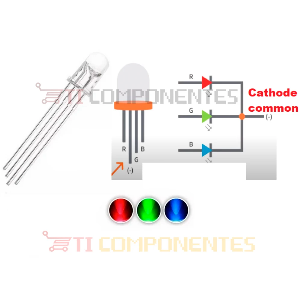 Led RGB Alto Brilho 5mm - Catodo Comum - Eletrogate