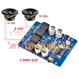 Placa bluetooth Amplificador Estéreo Classe D, 12-28v DC TPA3118 2x30w - XH-M314