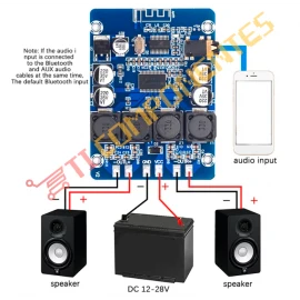 Placa bluetooth Amplificador Estéreo Classe D, 12-28v DC TPA3118 2x30w - XH-M314