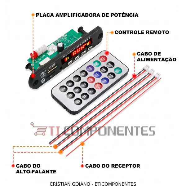 Placa Decodificadora Usb Bluetooth C/ Amp 50W Placa Decodificadora Usb Bluetooth C/ Amp 50W